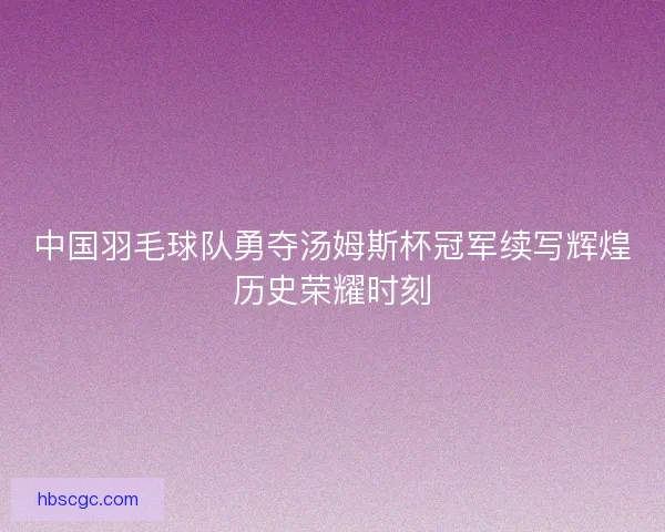 中国羽毛球队勇夺汤姆斯杯冠军续写辉煌历史荣耀时刻